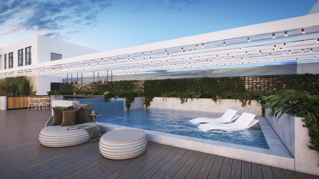 Modern pool in a luxury real estate complex in Tel Aviv