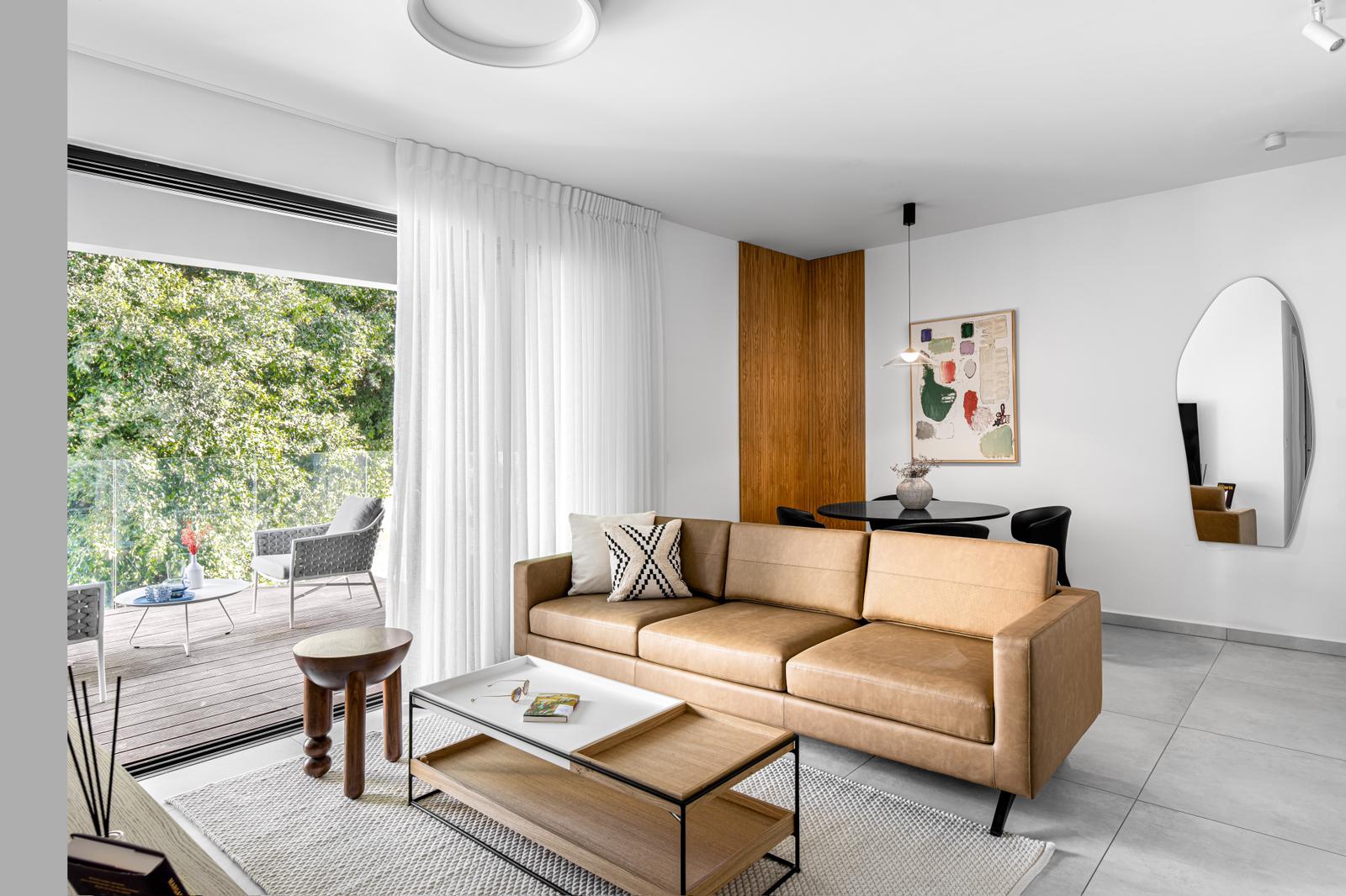 Penthouse living room with city view