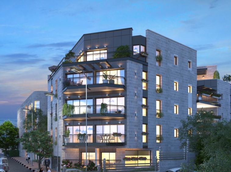 Ben Tsvi 31 residential building exterior in Jerusalem, modern architecture facing Sacher Park
