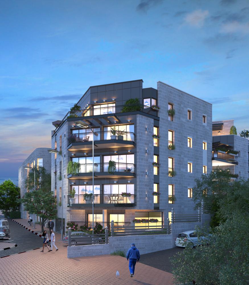 Ben Tsvi 31 residential building exterior in Jerusalem, modern architecture facing Sacher Park