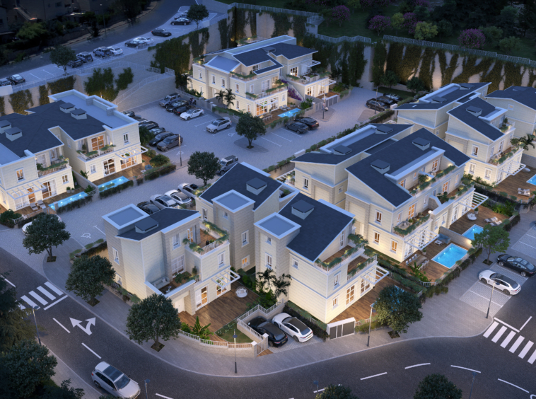 Exterior view of luxury stone villa in Efrats HaMoshava