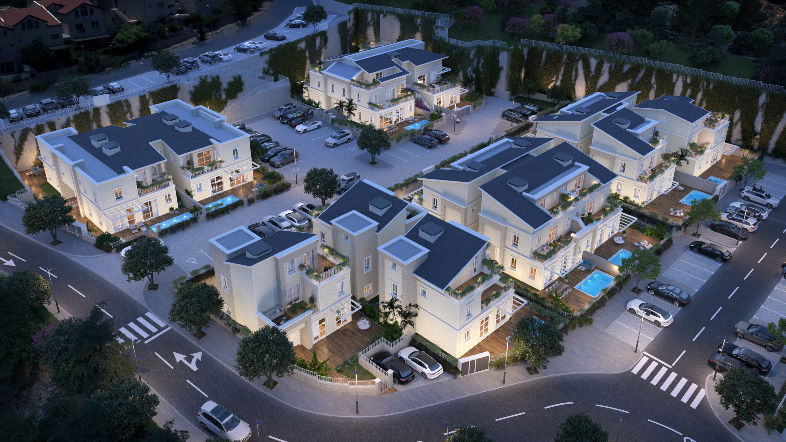 Exterior view of luxury stone villa in Efrats HaMoshava