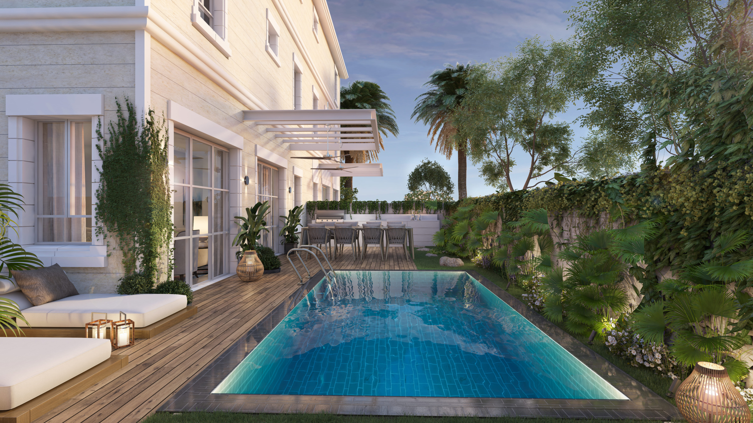 Heated private pool in luxury villa in Efrat